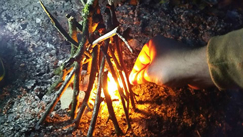 lighting a fire 